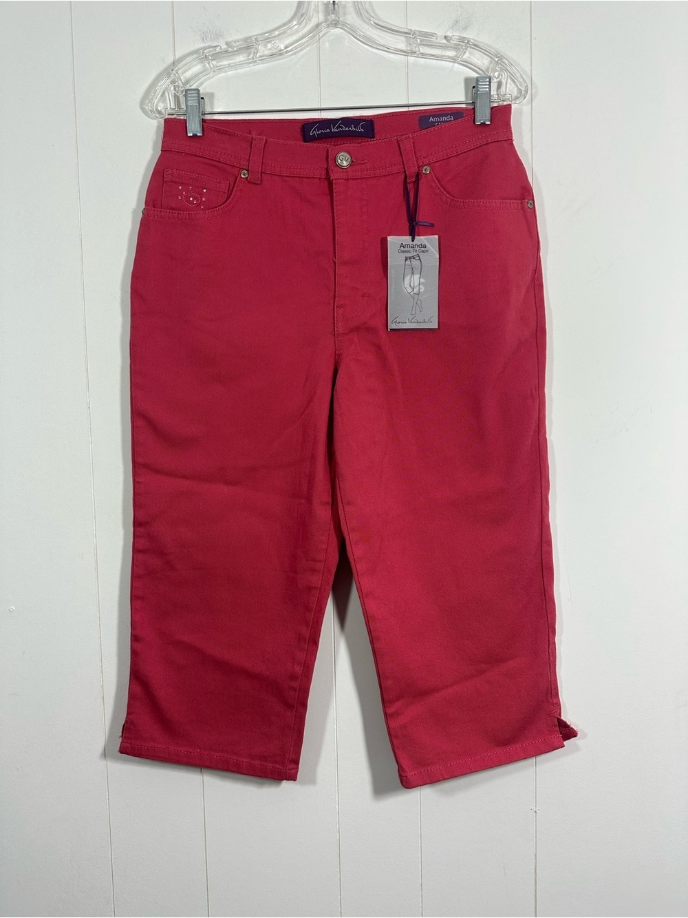 NEW Gloria Vanderbilt Size 10 Amanda Capri Pants Womens Pink Classic Fit Stretch